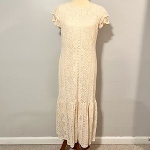 Orange Creek Off-White Lace Short Sleeved Dress